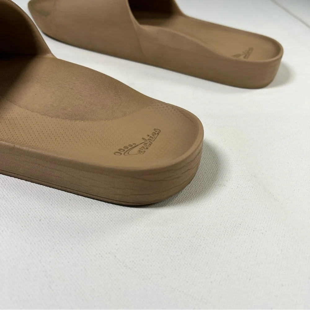 Archie's Arch Support Slide Sandals Tan Taupe Beige Nude Mens 8 Womens 9 - Picture 9 of 13